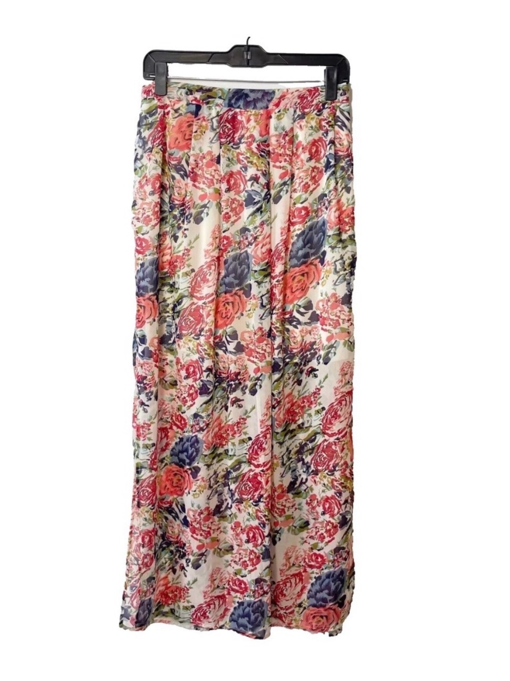 Vero Moda Floral Sky Long Maxi Skirt Womens S Multicolor Lined Pleated Stretch